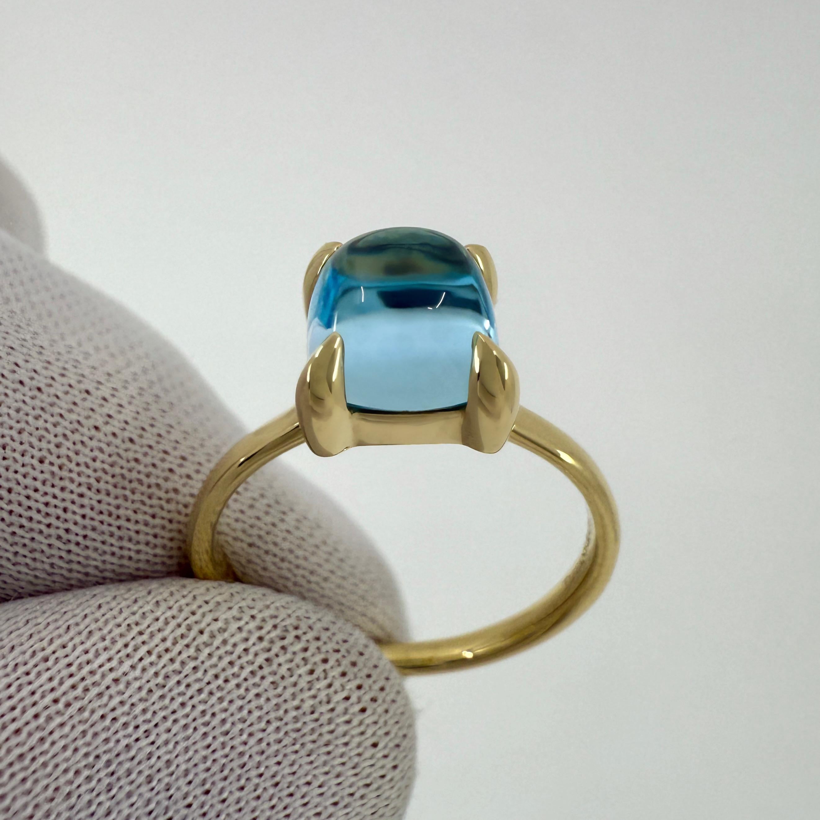 Cabochon Tiffany & Co Paloma Picasso Blue Topaz Sugarstack Loaf 18k Yellow Gold Ring