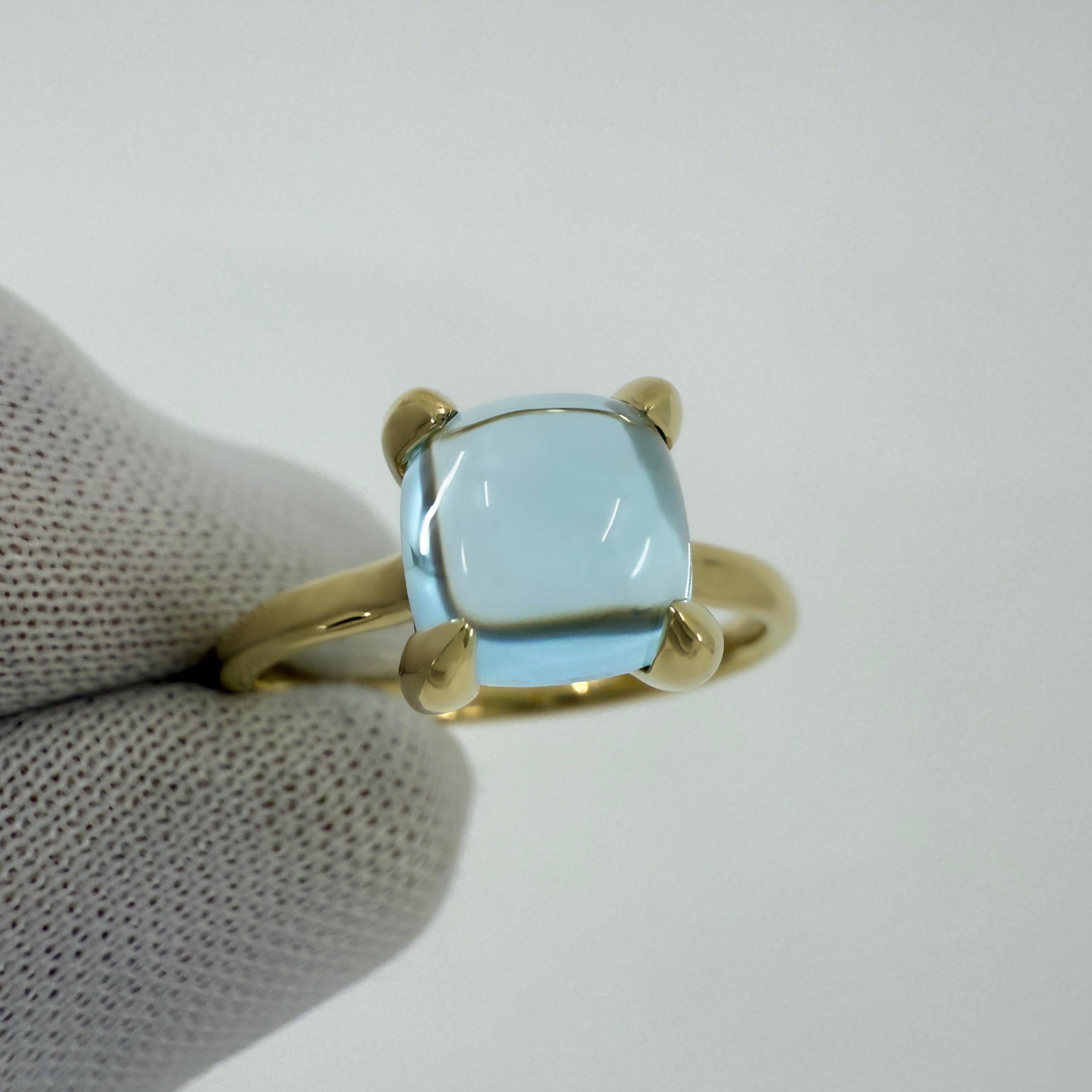 Tiffany & Co Paloma Picasso Blue Topaz Sugarstack Loaf 18k Yellow Gold Ring In Excellent Condition In Birmingham, GB