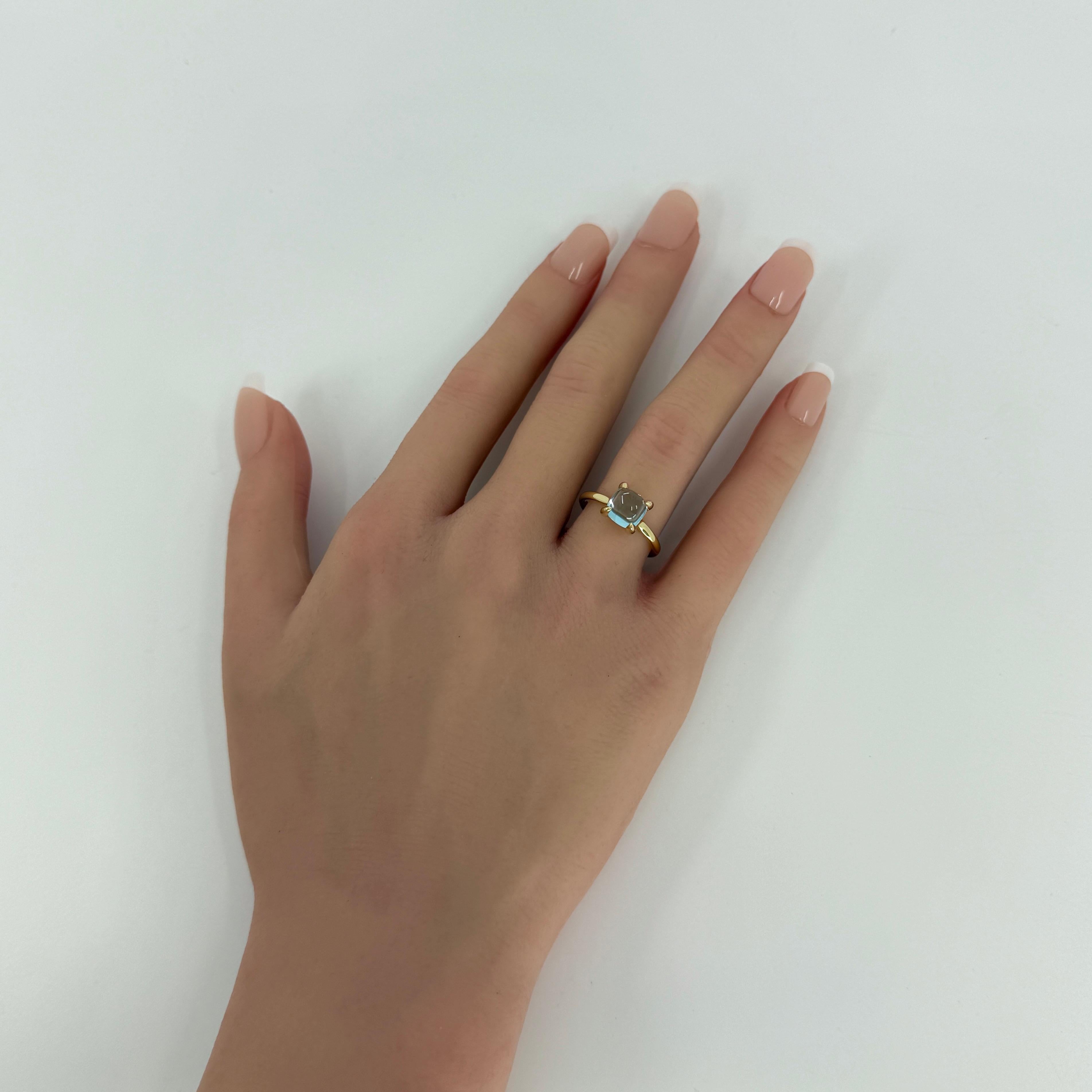 Women's or Men's Tiffany & Co Paloma Picasso Blue Topaz Sugarstack Loaf 18k Yellow Gold Ring