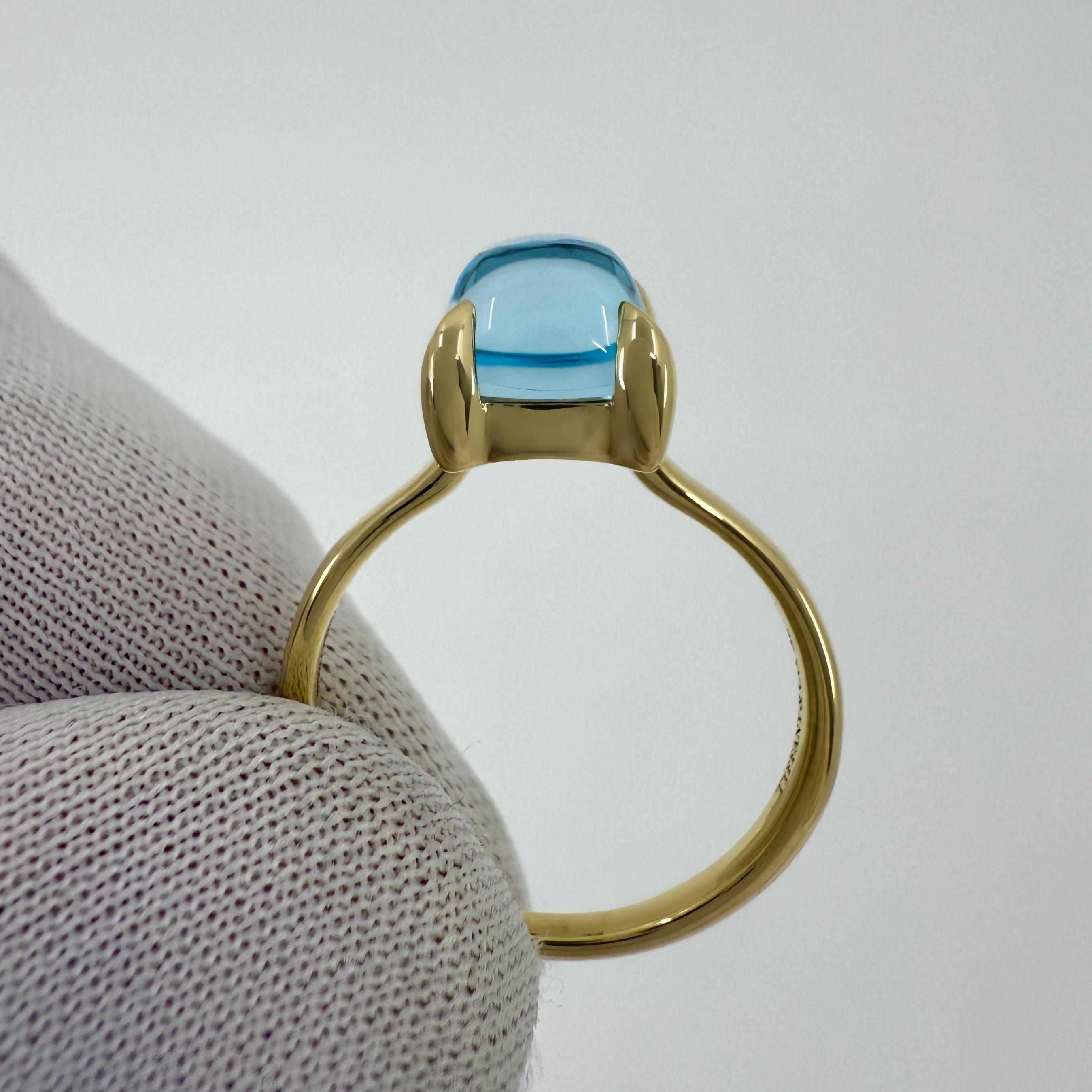 Tiffany & Co Paloma Picasso Blue Topaz Sugarstack Loaf 18k Yellow Gold Ring 1