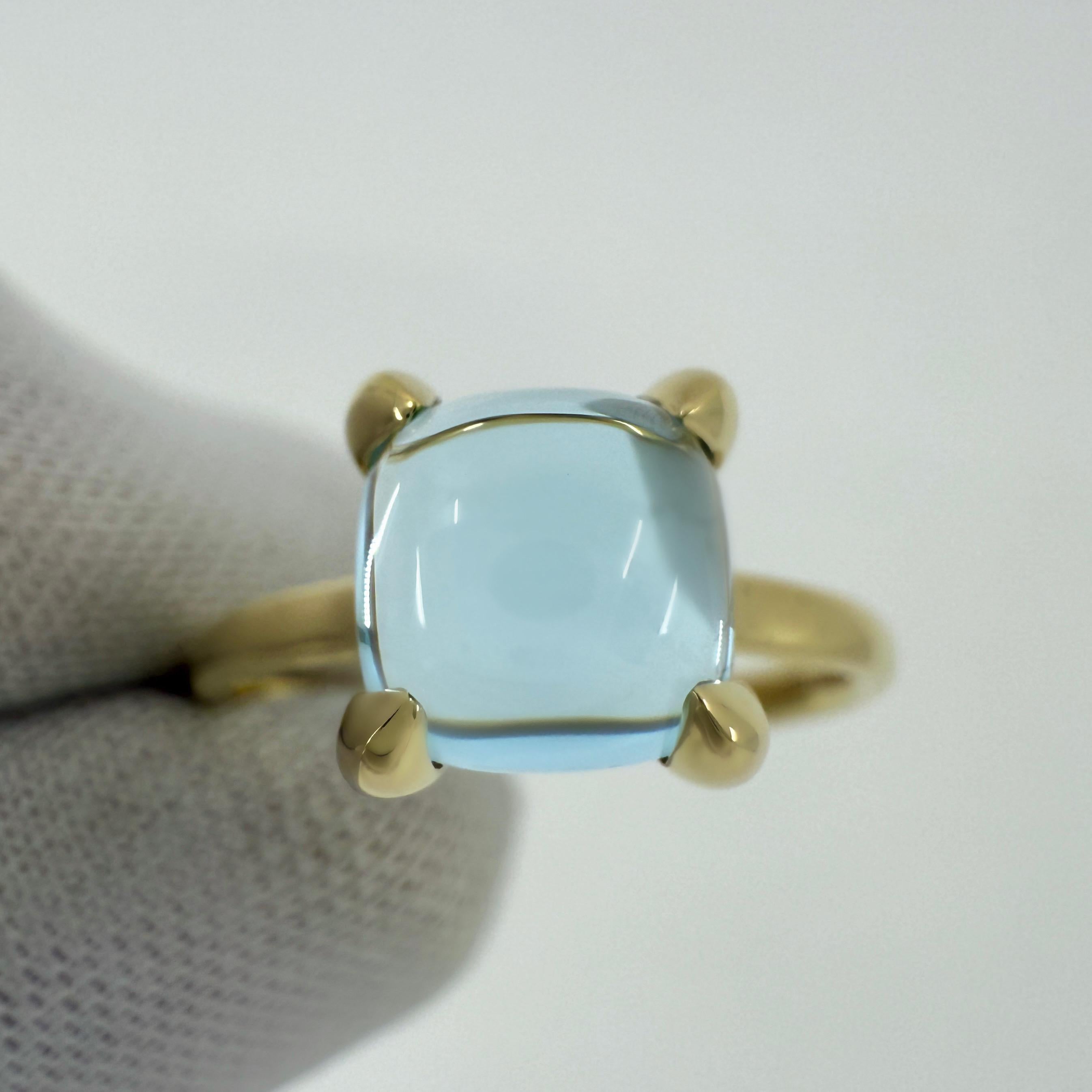 Tiffany & Co Paloma Picasso Blue Topaz Sugarstack Loaf 18k Yellow Gold Ring 3