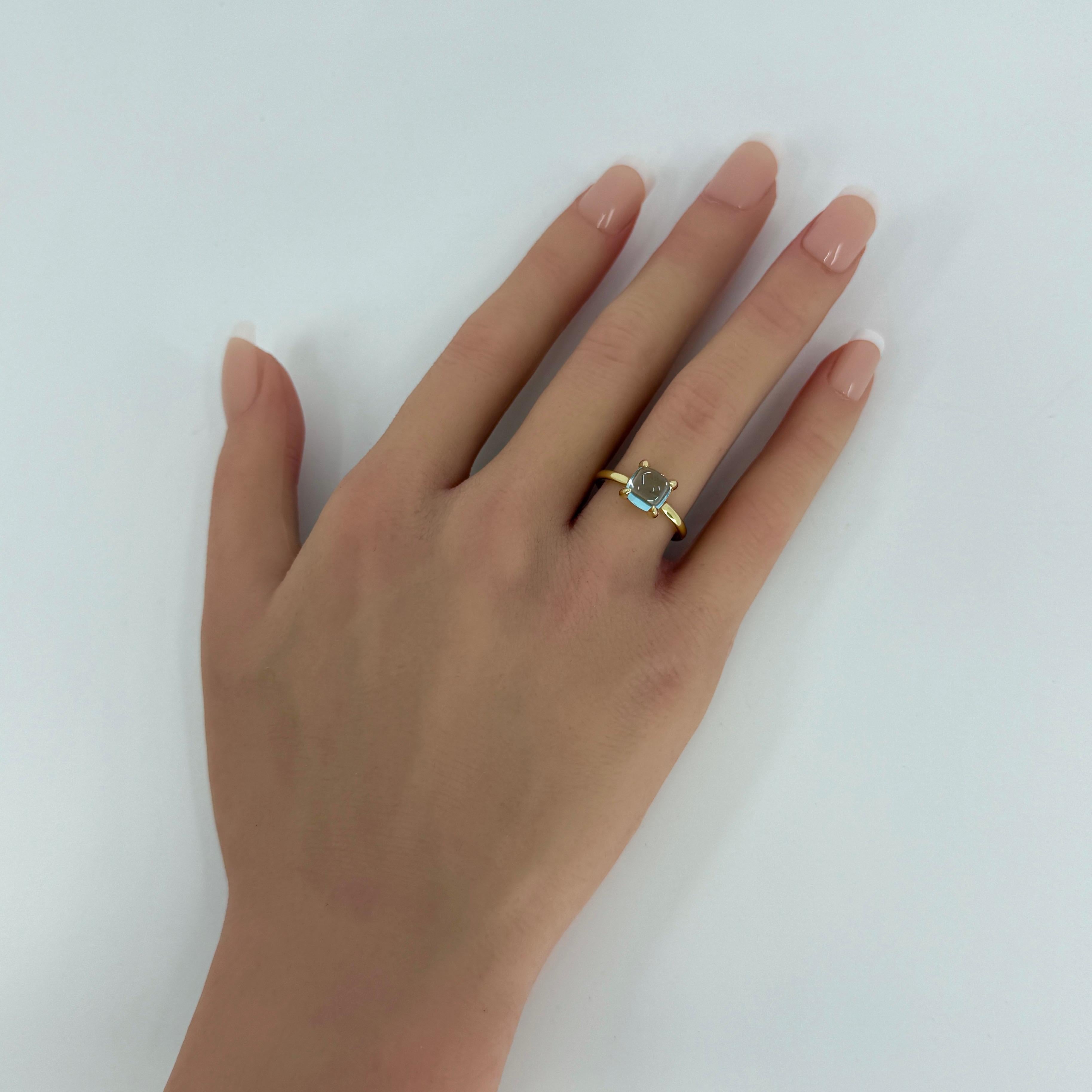 Tiffany & Co Paloma Picasso Blue Topaz Sugarstack Loaf 18k Yellow Gold Ring 4
