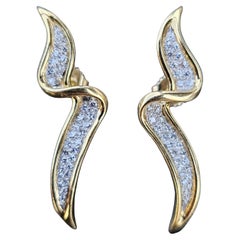 Tiffany & Co. Paloma Picasso Chrysalis Diamond Earrings 18k Gold Platinum 1987