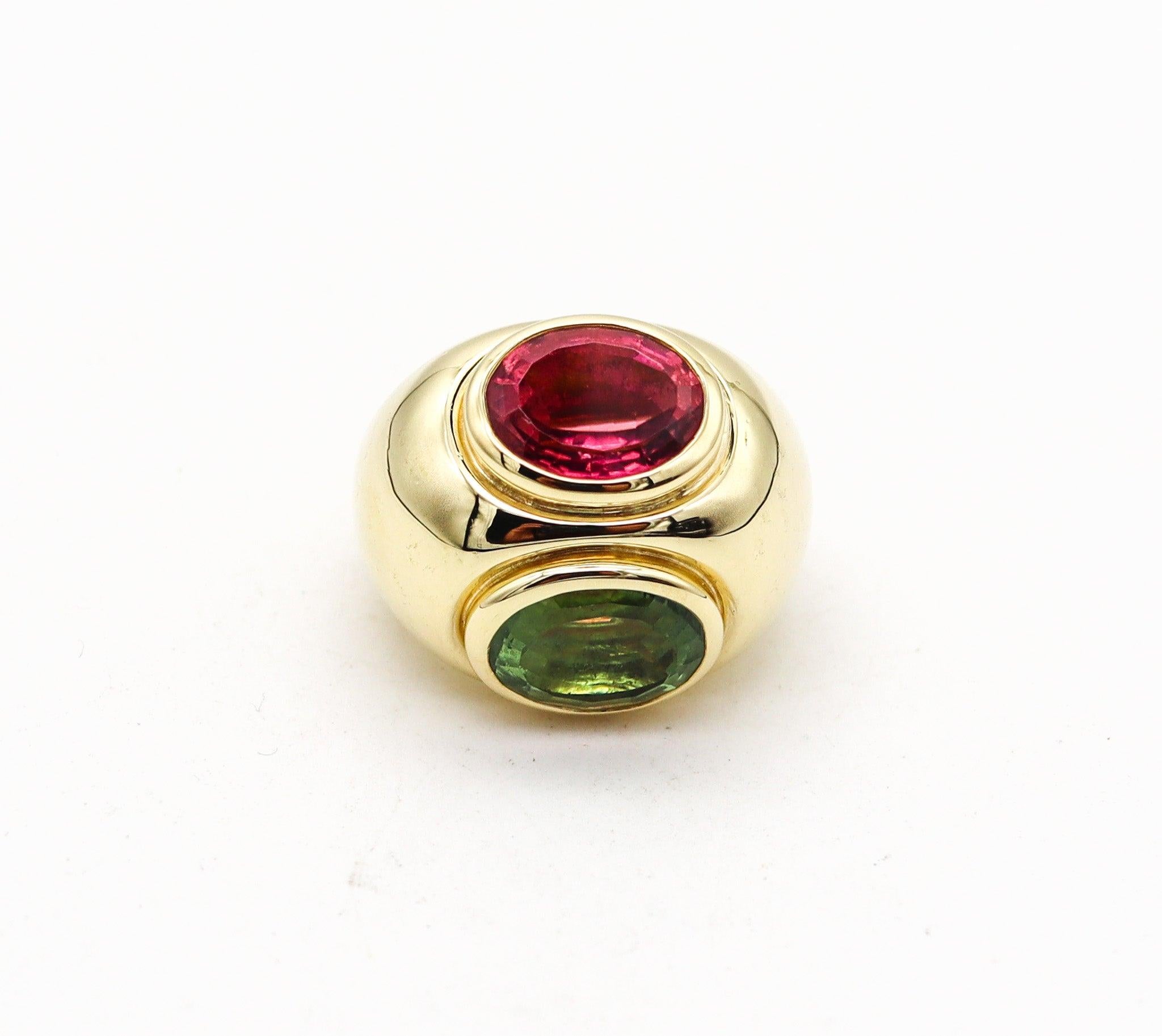 TIFFANY & CO Paloma Picasso Cocktail Ring 18Kt Gold And 9.69 Ctw Tourmalines In Excellent Condition In Miami, FL