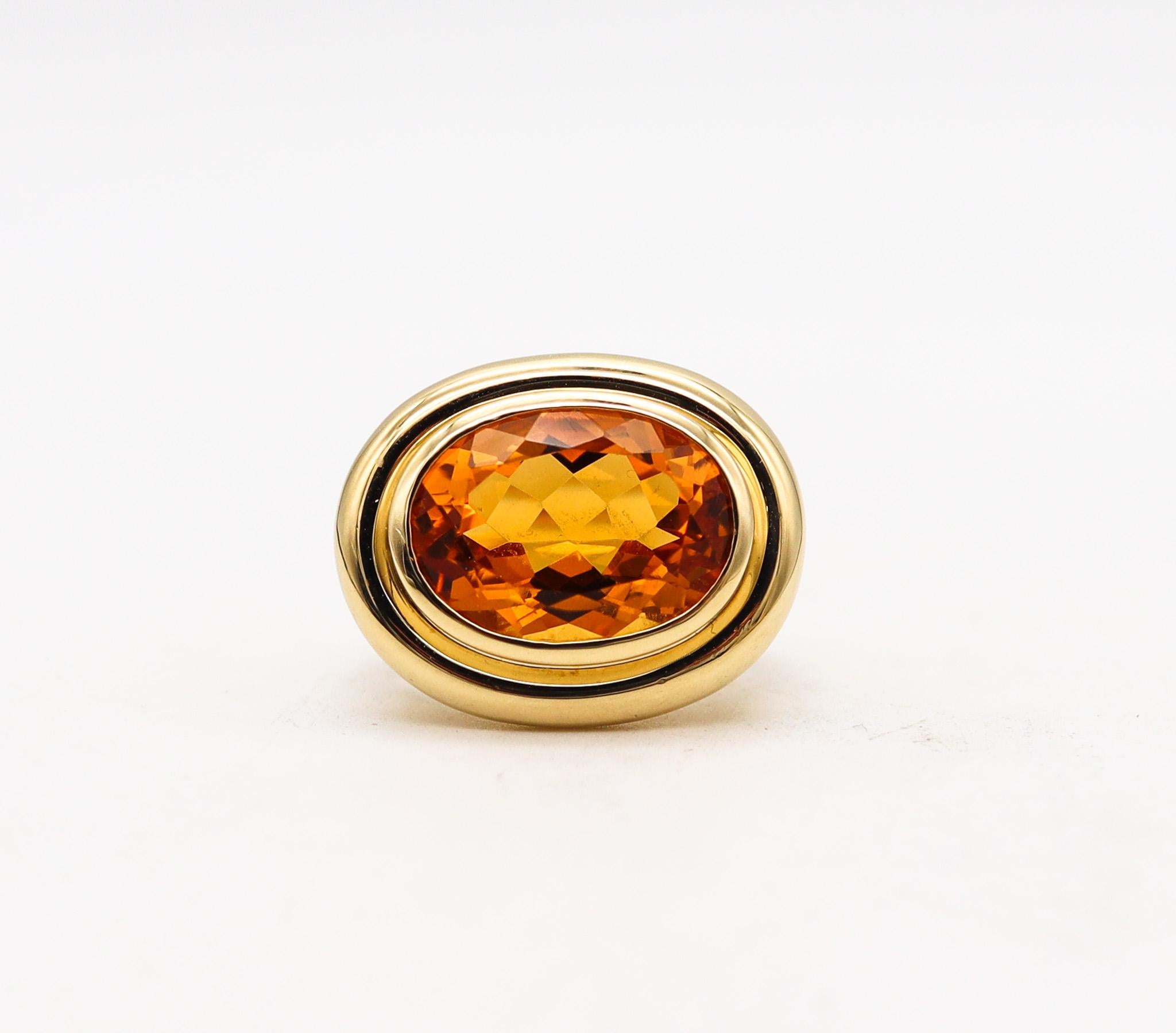Modernist Tiffany & Co. Paloma Picasso Cocktail Ring in 18 Karat Gold with 9.37cts Citrine