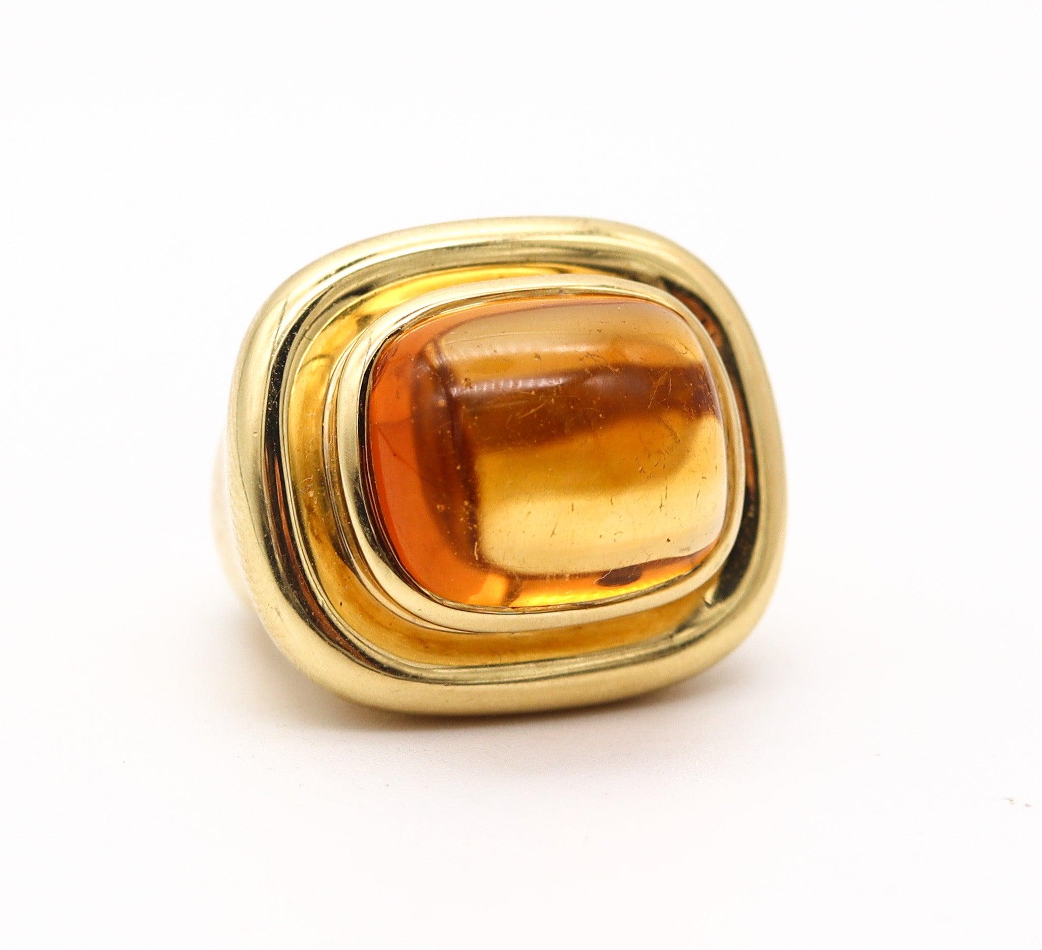 Modernist TIFFANY & CO. Paloma Picasso Cocktail Ring In 18Kt Yellow Gold 15.87 Cts Citrine