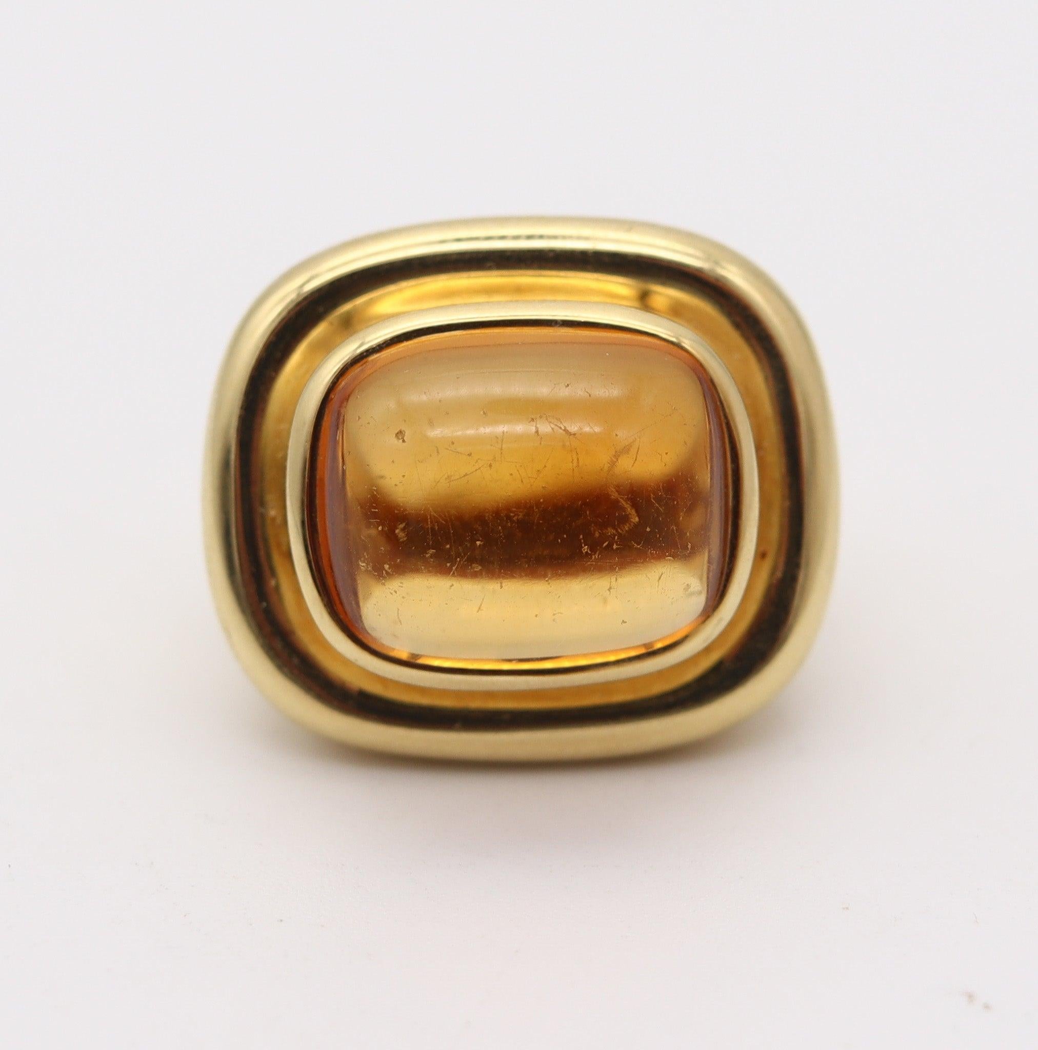 Cabochon TIFFANY & CO. Paloma Picasso Cocktail Ring In 18Kt Yellow Gold 15.87 Cts Citrine