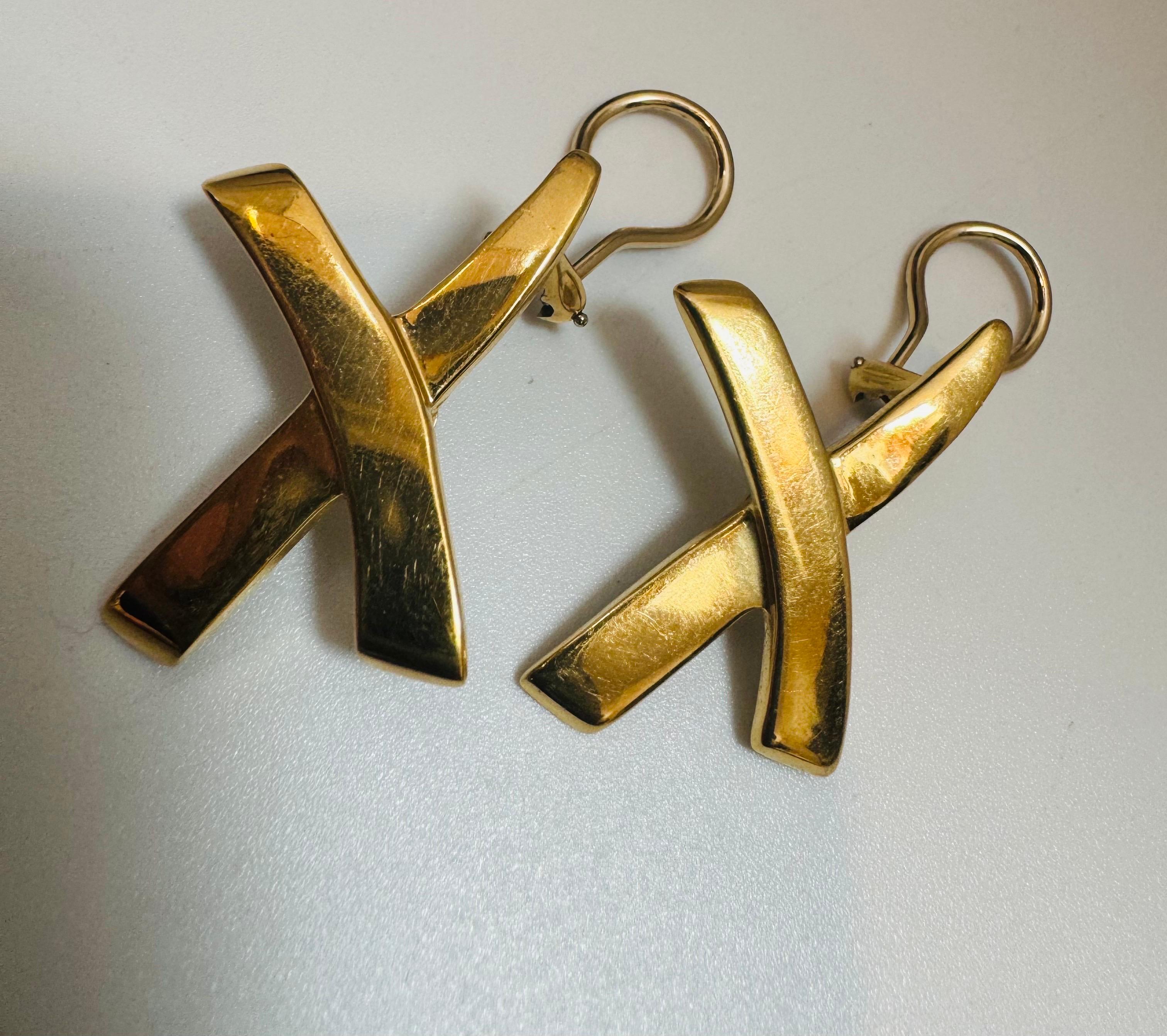 Tiffany & CO Paloma Picasso Kreuz X-Ohrringe, 18K YG 11gm, 27 mm, Tiffany & CO 7