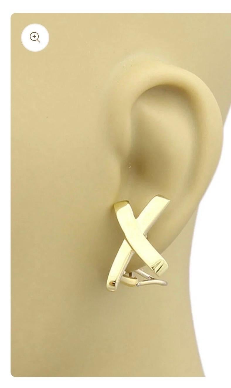 Tiffany & CO Paloma Picasso Kreuz X-Ohrringe, 18K YG 11gm, 27 mm, Tiffany & CO 2