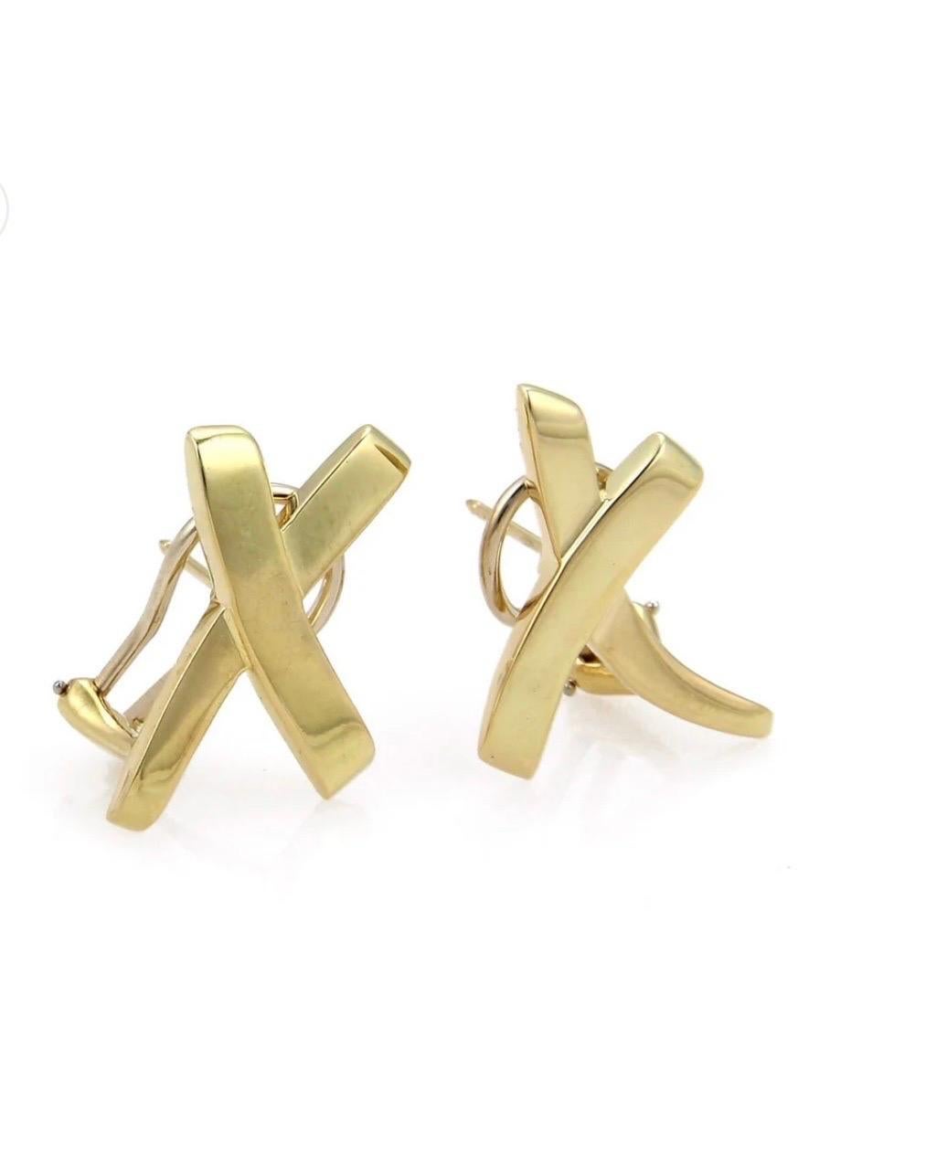 Tiffany & CO Paloma Picasso Kreuz X-Ohrringe, 18K YG 11gm, 27 mm, Tiffany & CO 3