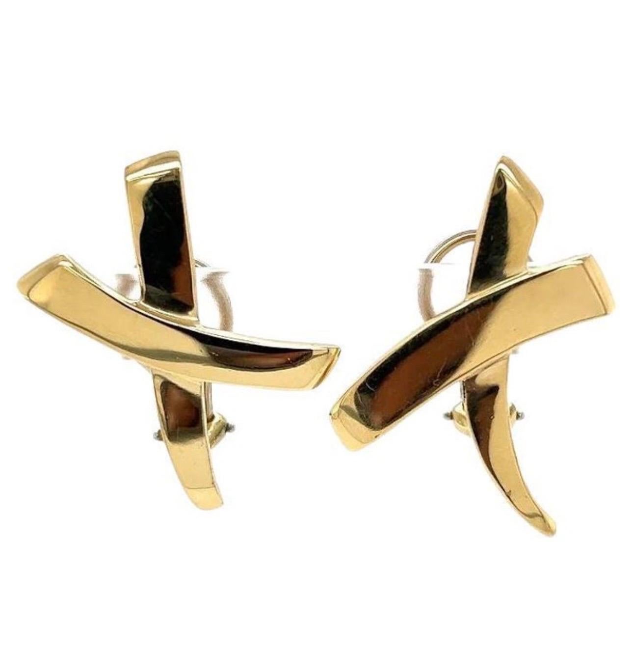 Tiffany & CO Paloma Picasso Kreuz X-Ohrringe, 18K YG 11gm, 27 mm, Tiffany & CO 4