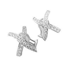 Tiffany & Co Paloma Picasso Crossover Loving X Diamond Platinum Earrings