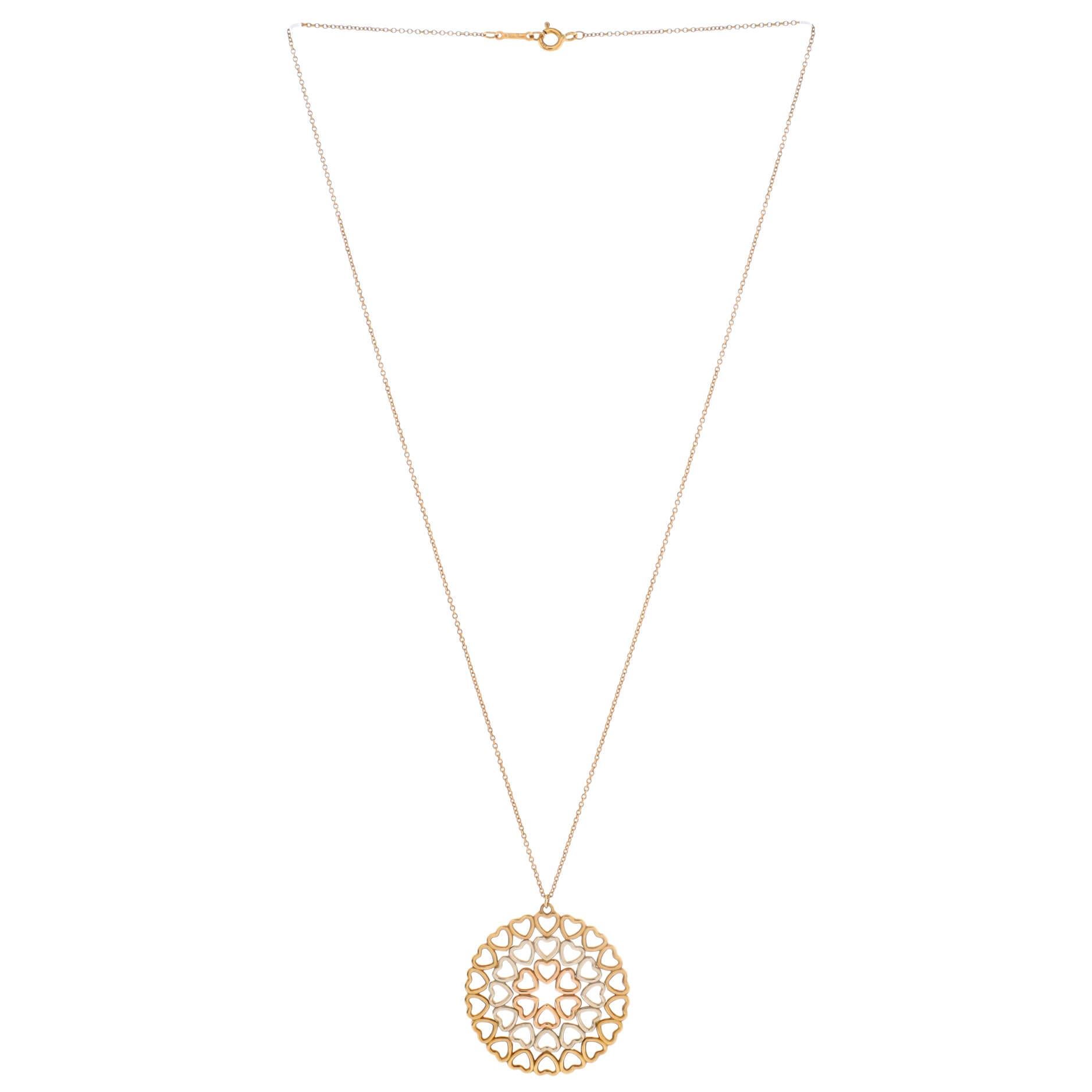 Tiffany & Co. Paloma Picasso Crown of Hearts Medallion Pendant Necklace In Good Condition In New York, NY