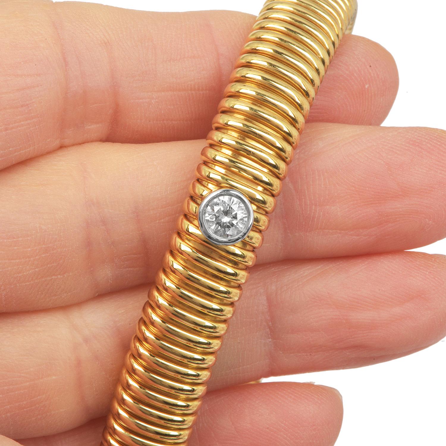 Taglio rotondo Paloma Picasso for Tiffany & Co. Collana con diamante e tubogas in oro 18 carati