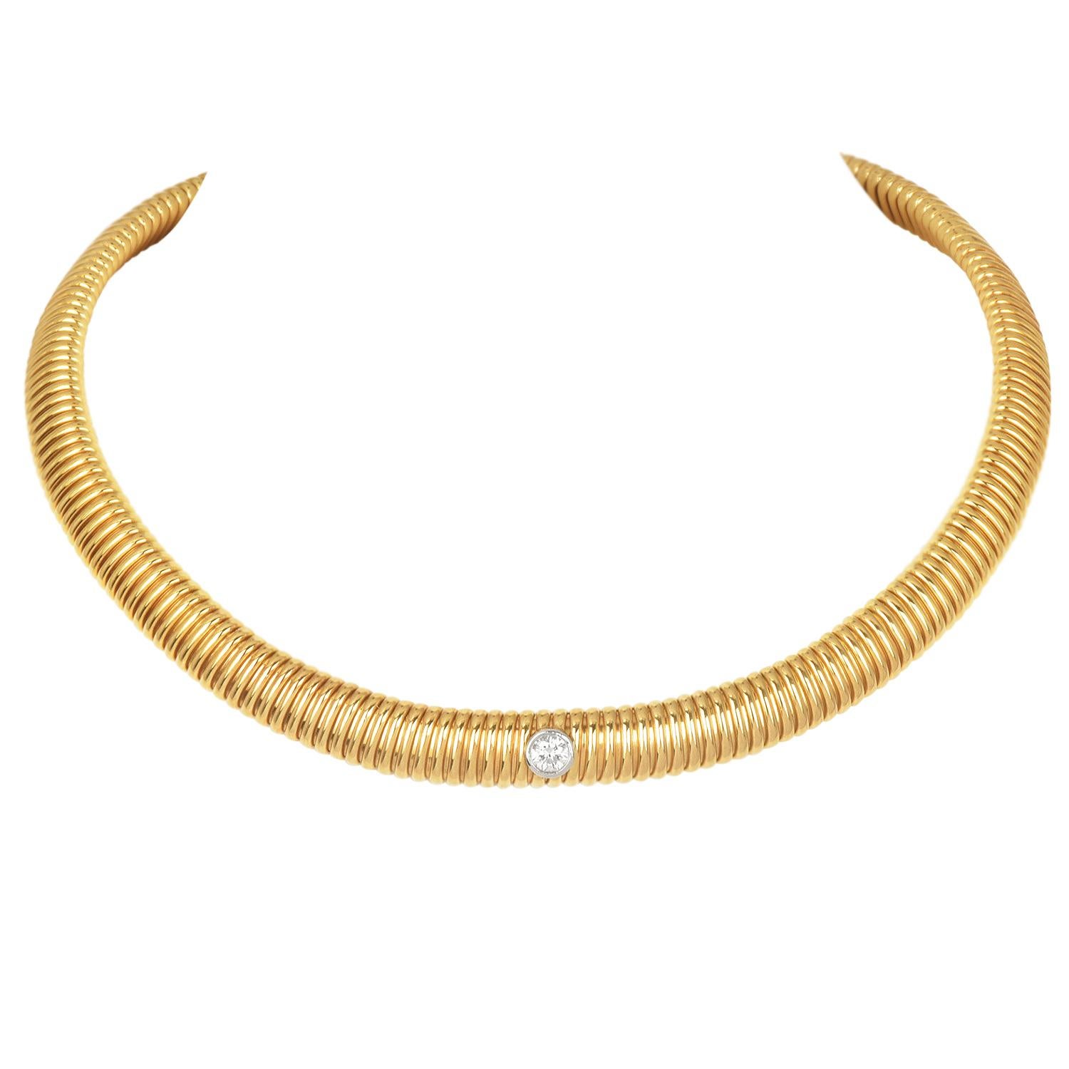 Paloma Picasso for Tiffany & Co. Collana con diamante e tubogas in oro 18 carati In condizioni ottime a Miami, FL