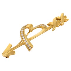 Tiffany & Co. Paloma Picasso diamond 18k yellow gold heart arrow brooch