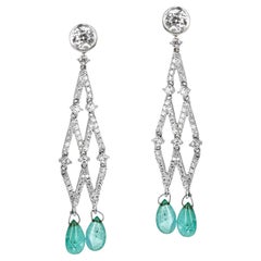 Tiffany & Co. Paloma Picasso Diamond and Emerald Chandelier Earrings, 18K