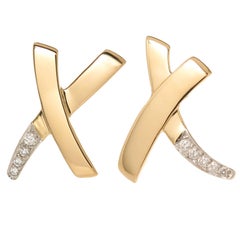 Tiffany & Co. Paloma Picasso Diamond and Yellow Gold X Earrings