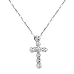 Tiffany & Co Paloma Picasso Diamond Cross Pendant 18k White Gold 0.30cttw