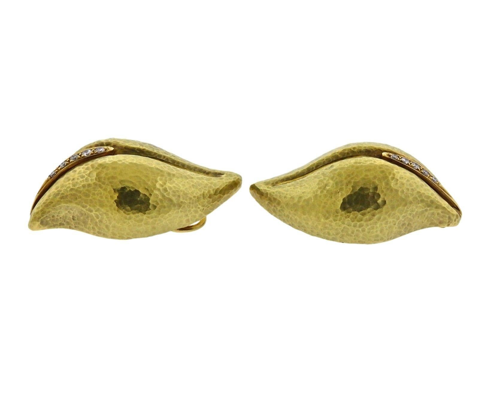Round Cut Tiffany & Co. Paloma Picasso Diamond Gold Earrings For Sale