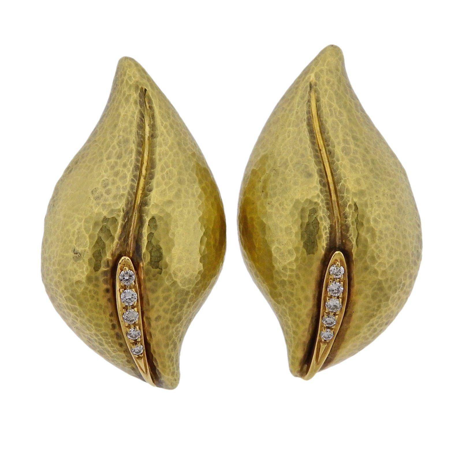 Tiffany & Co. Paloma Picasso Diamond Gold Earrings For Sale
