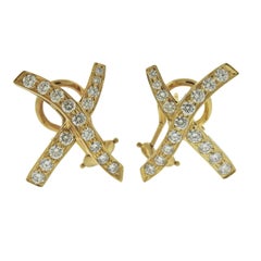 Tiffany & Co. Paloma Picasso Diamond Gold X Earrings