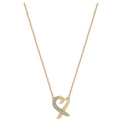 Tiffany & Co Paloma Picasso Diamond Heart Pendant Necklace 18K Yellow Gold
