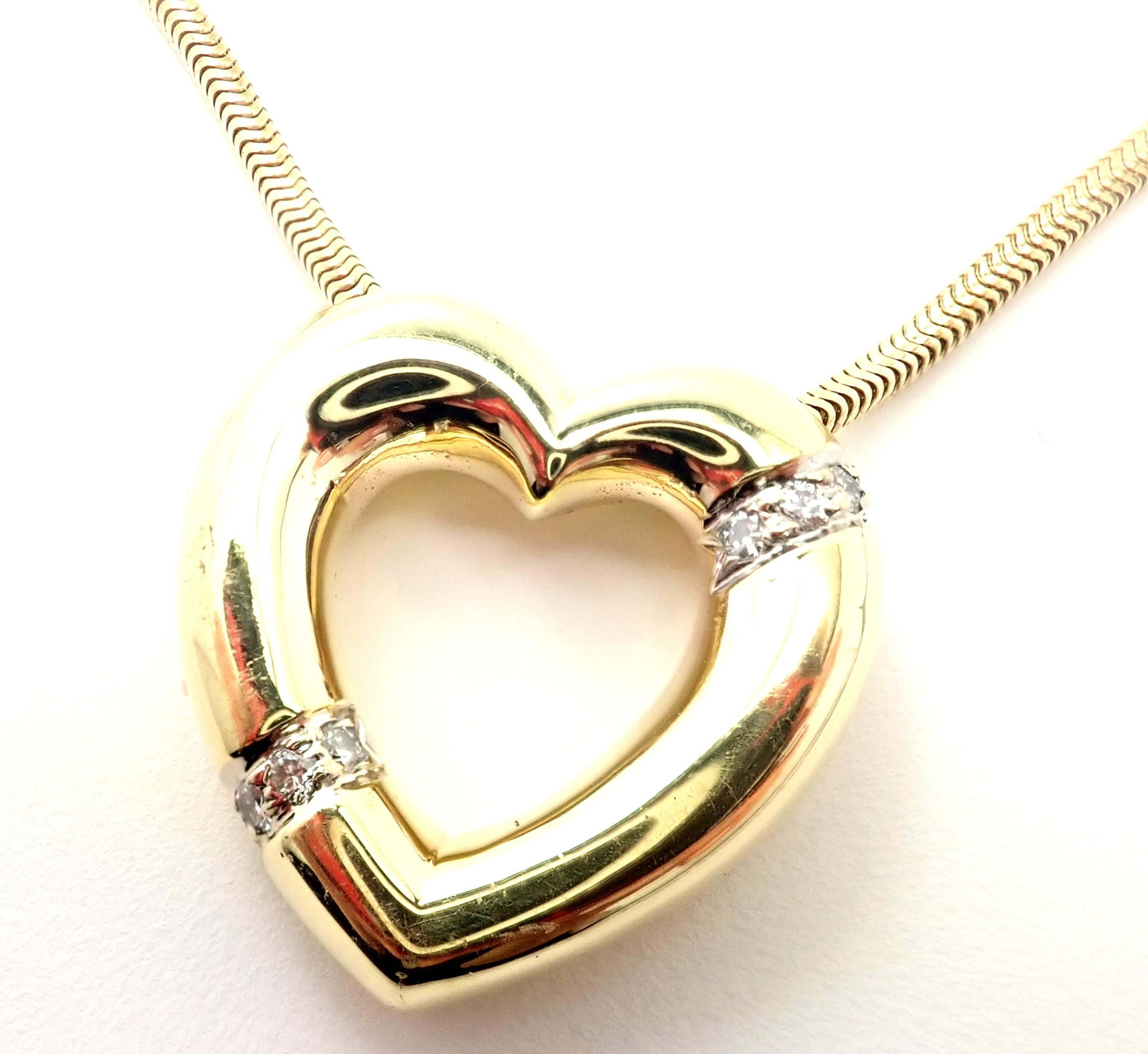 18k Yellow Gold Diamond Heart Pendant Necklace by Paloma Picasso for Tiffany & Co.
With 8 Round brilliant cut diamonds VS1 clarity, G color total weight approx. .15ct
Details:
Length: 19