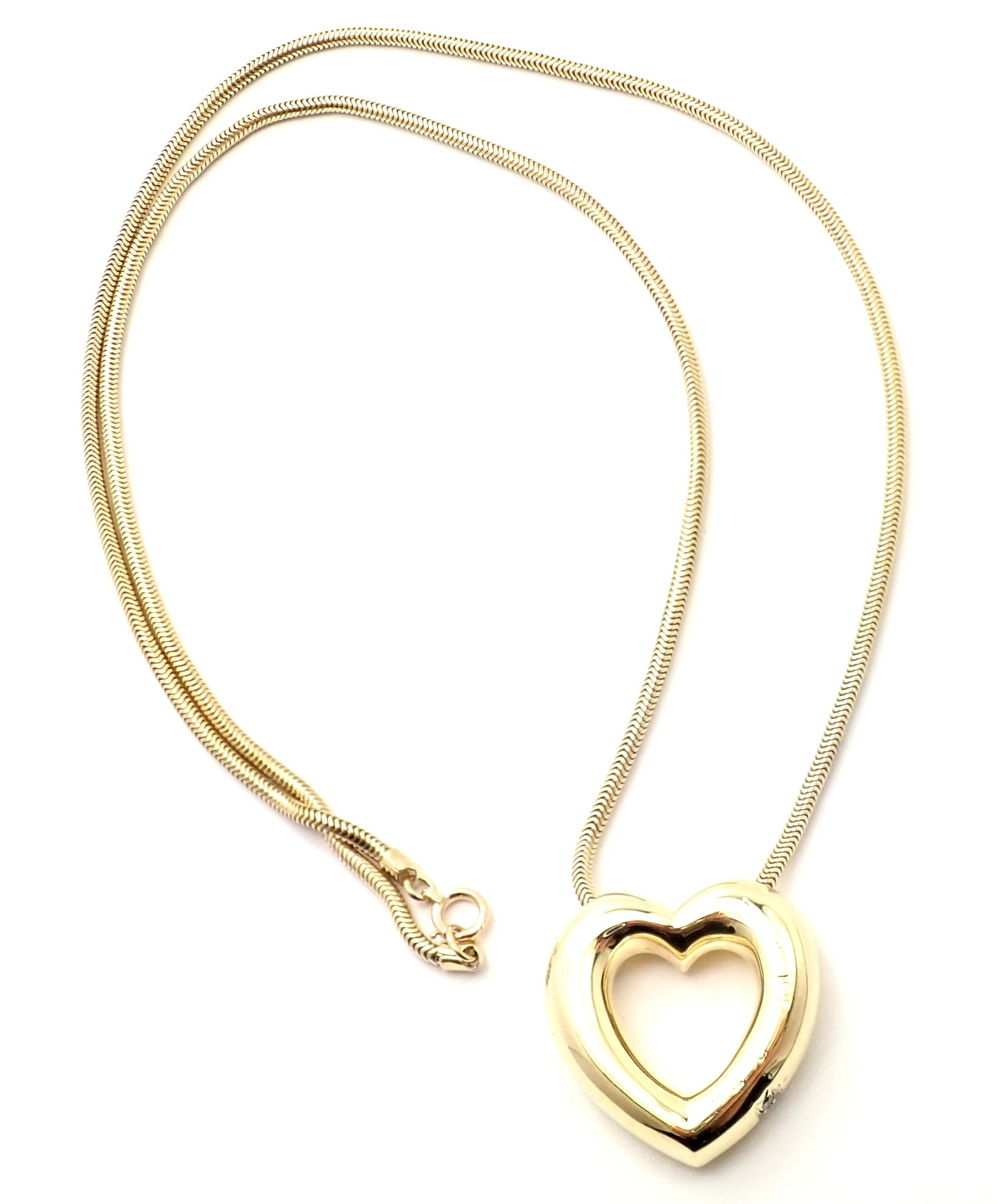Brilliant Cut Tiffany & Co. Paloma Picasso Diamond Heart Yellow Gold Pendant Necklace For Sale