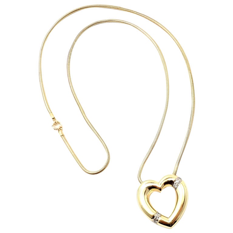 Tiffany & Co. Paloma Picasso Diamond Heart Yellow Gold Pendant Necklace For Sale