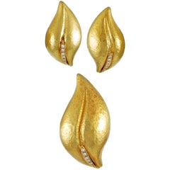 Tiffany & Co. Paloma Picasso Diamond Leaf Earrings and Brooch