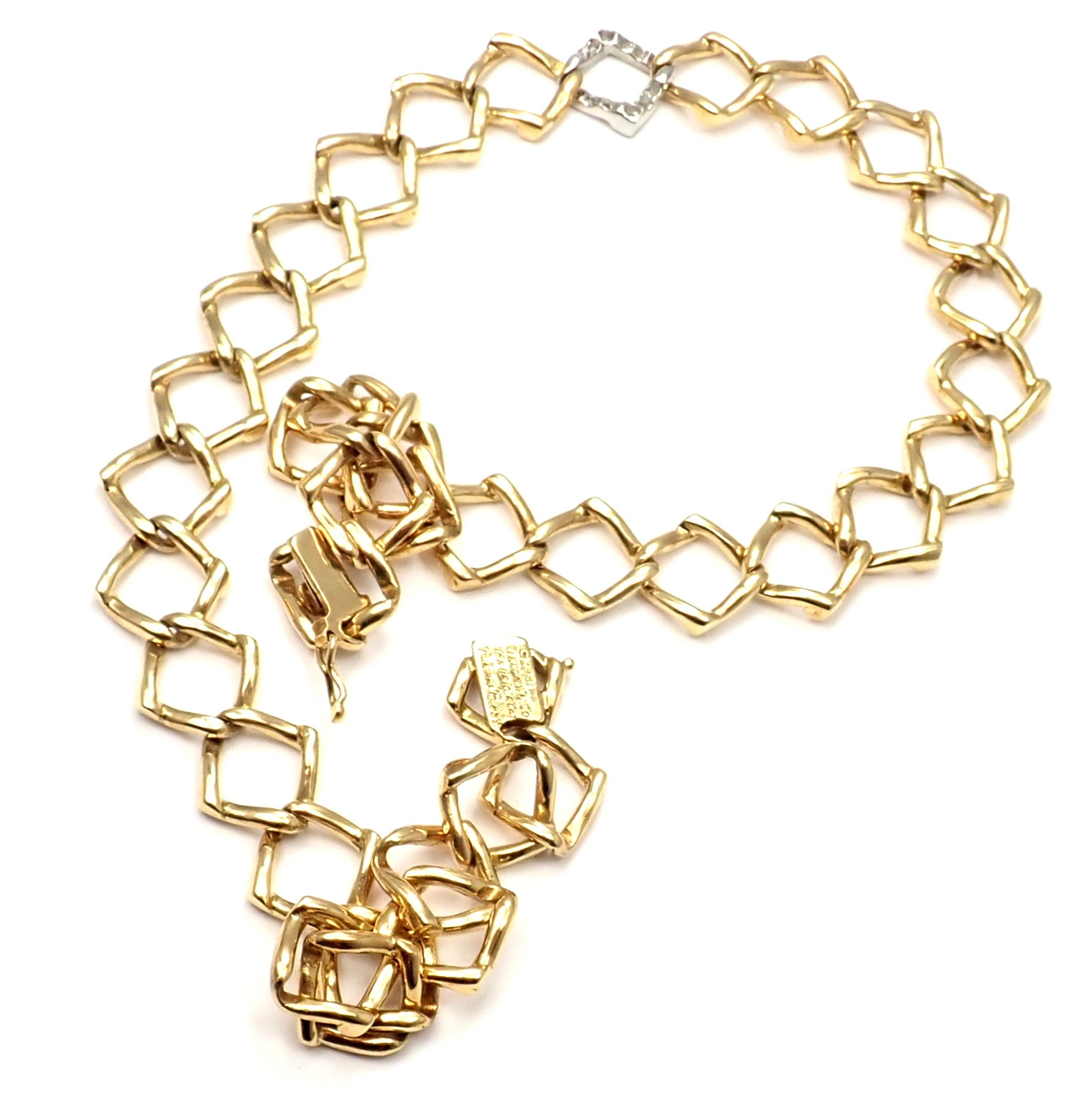Women's or Men's Tiffany & Co. Paloma Picasso Diamond Link Yellow Gold Platinum Necklace