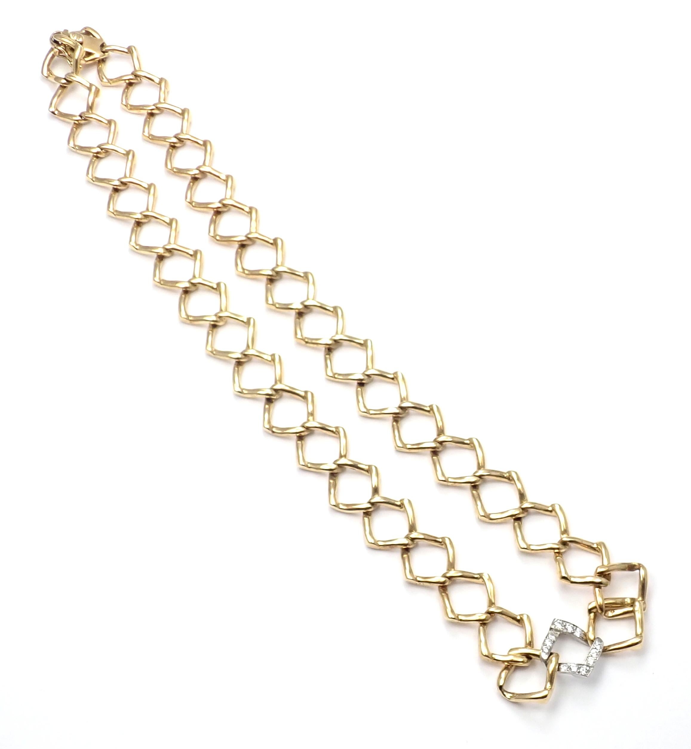 Tiffany & Co. Paloma Picasso Diamond Link Yellow Gold Platinum Necklace 1