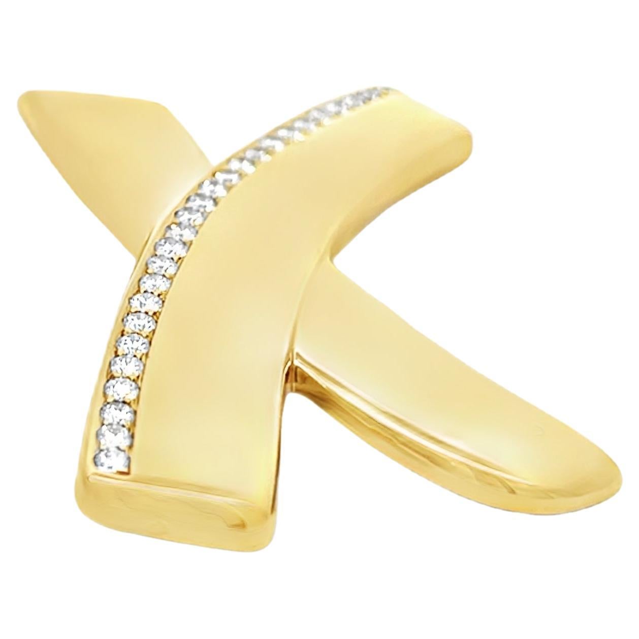 Retro Tiffany & Co Paloma Picasso Diamond Love Kiss Large X Brooch Pin For Sale