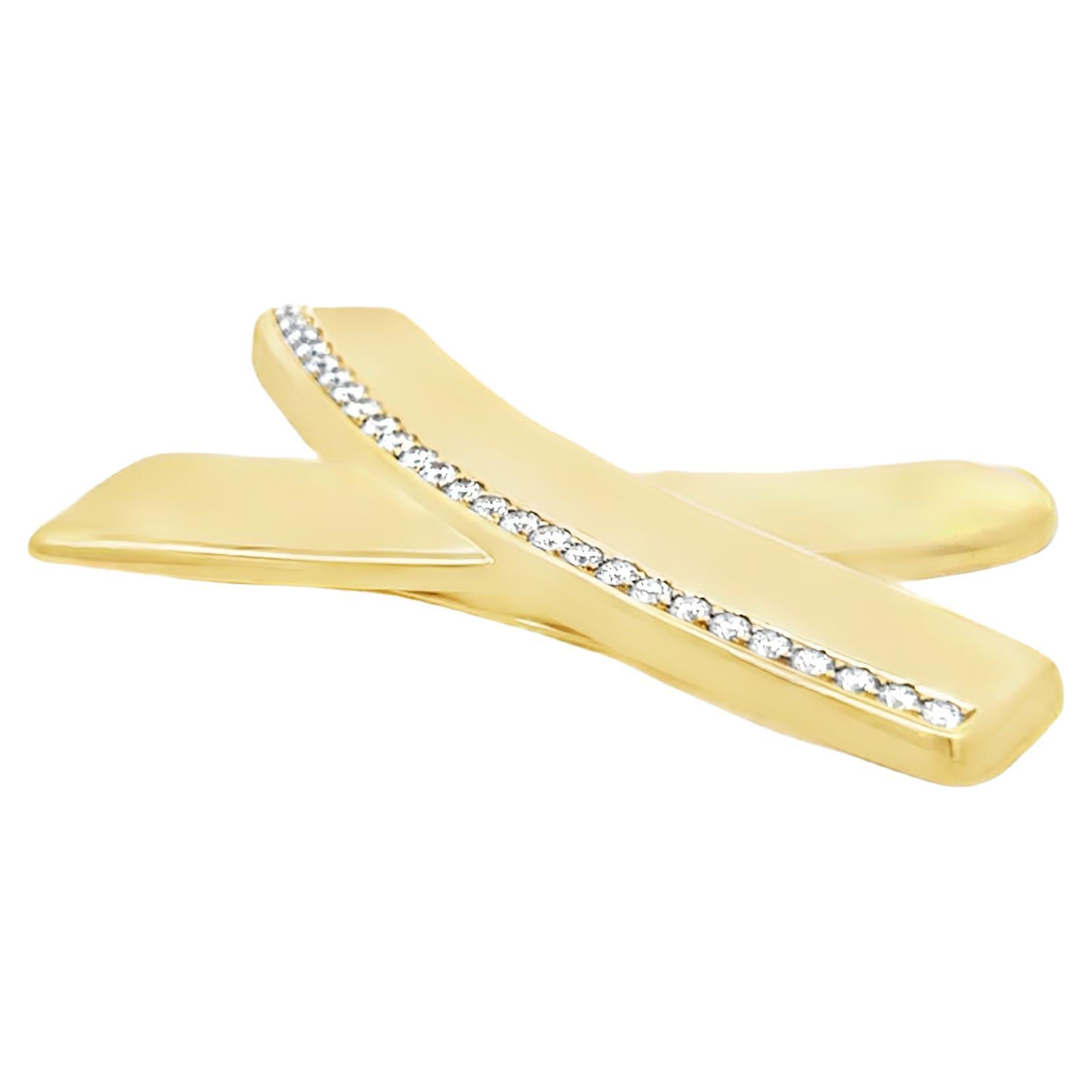 Tiffany & Co Paloma Picasso Diamond Love Kiss Large X Brooch Pin In Excellent Condition For Sale In Beverly Hills, CA