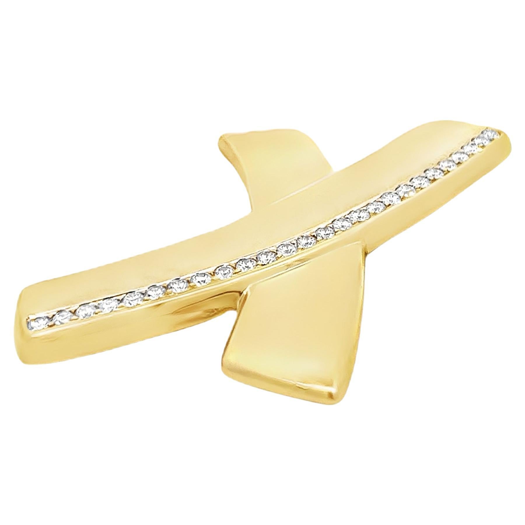 Women's or Men's Tiffany & Co Paloma Picasso Diamond Love Kiss Large X Brooch Pin For Sale
