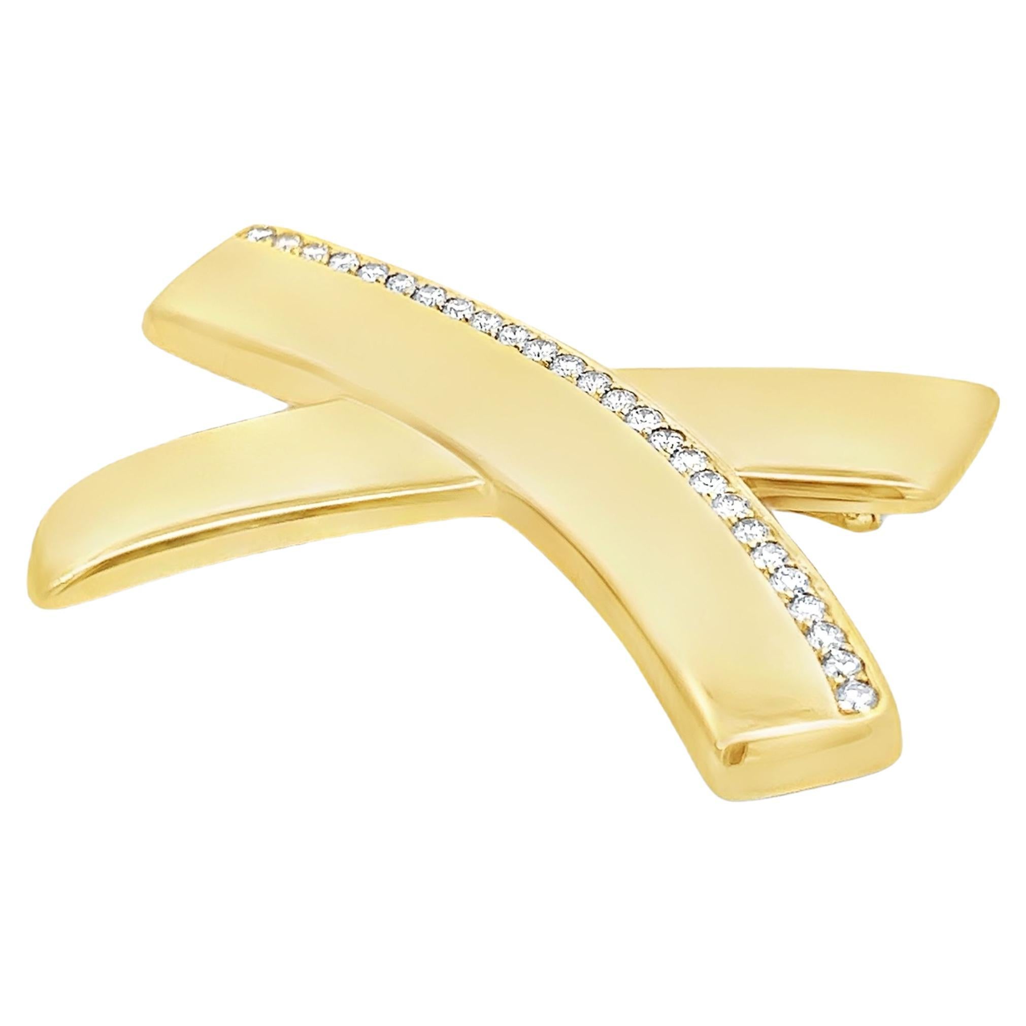 Tiffany & Co Paloma Picasso Diamond Love Kiss Large X Brooch Pin For Sale 1