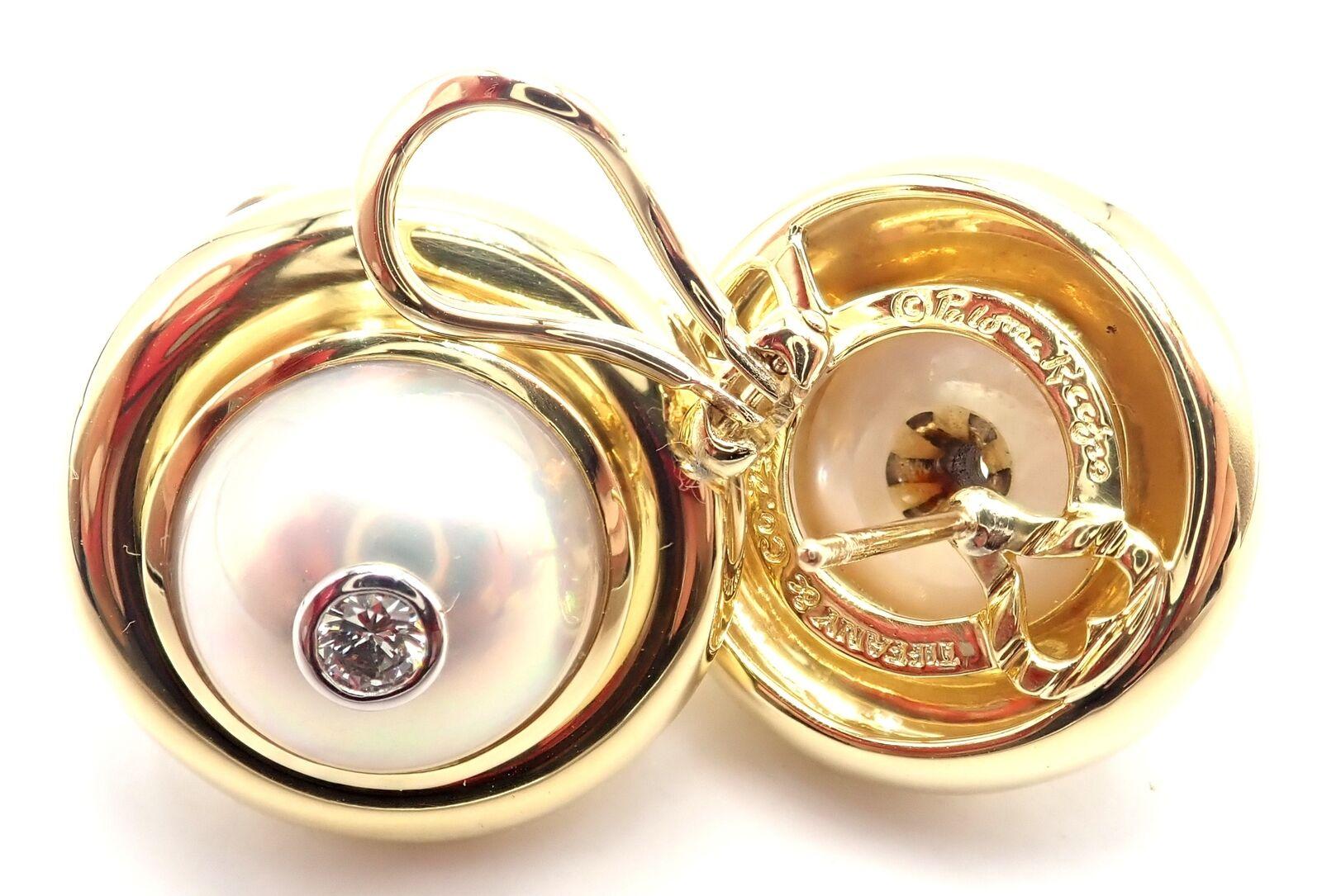 TIFFANY & CO Paloma Picasso Diamant-Mabe-Perlen-Ohrringe aus Gelbgold im Angebot 5