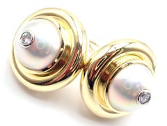 TIFFANY & CO Paloma Picasso Diamond Mabe Pearl Yellow Gold Earrings
