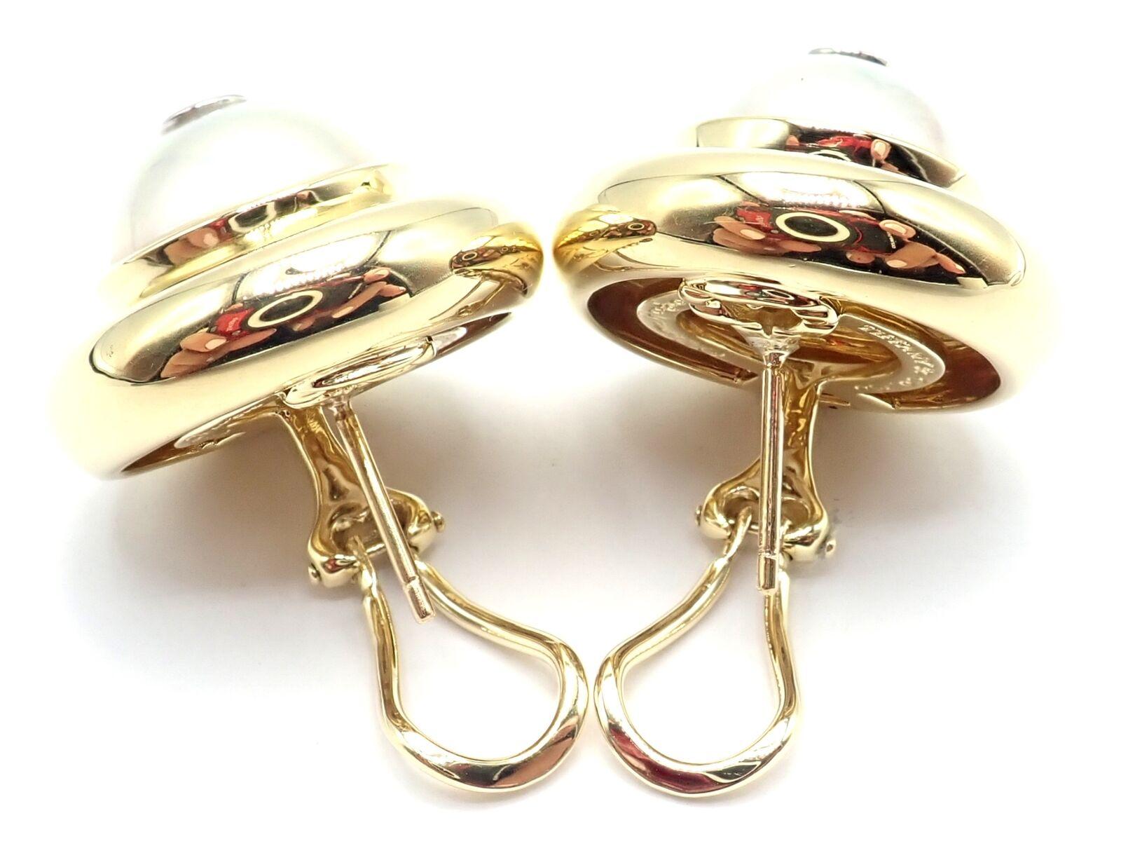 TIFFANY & CO Paloma Picasso Diamant-Mabe-Perlen-Ohrringe aus Gelbgold (Brillantschliff) im Angebot