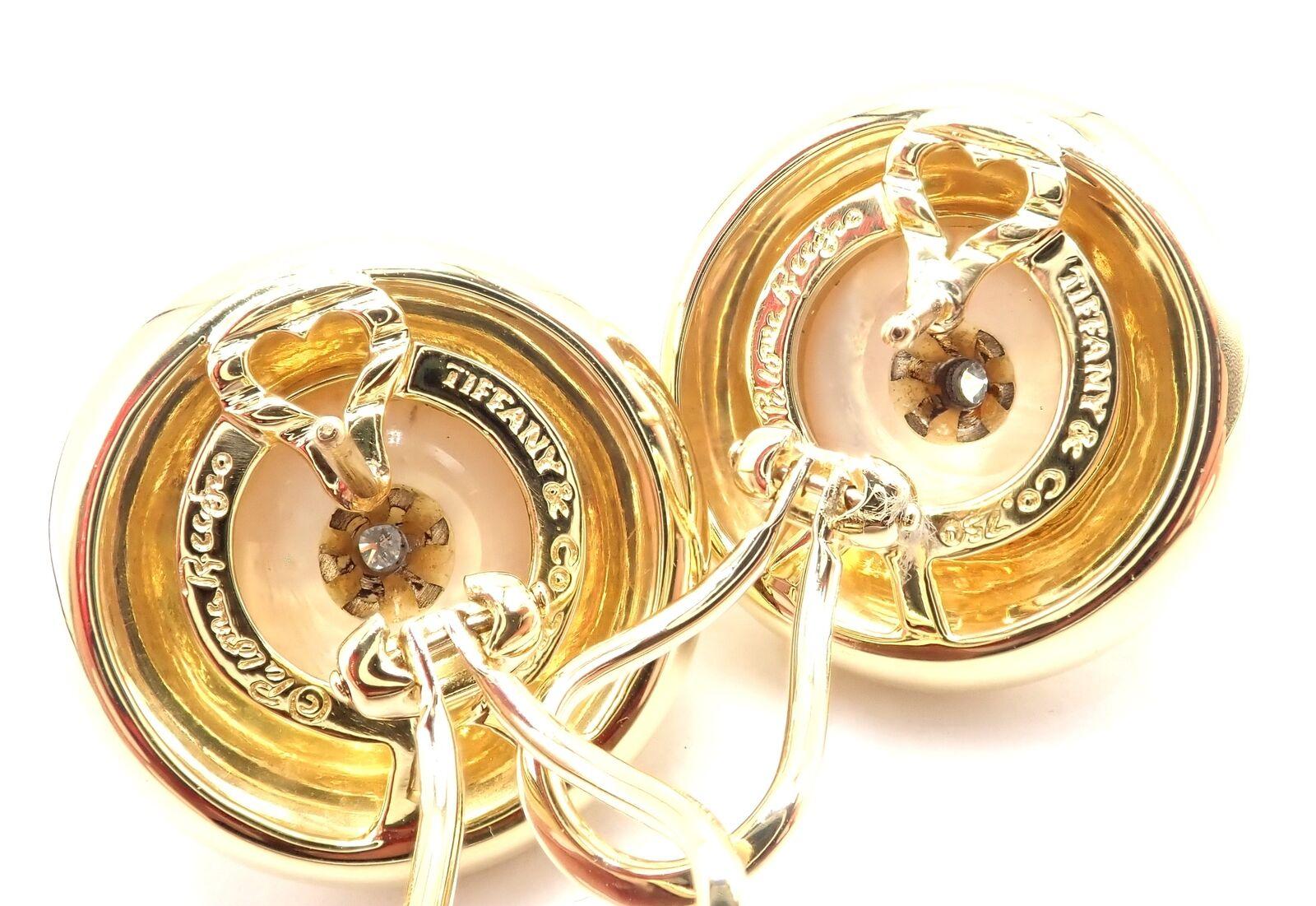 TIFFANY & CO Paloma Picasso Diamant-Mabe-Perlen-Ohrringe aus Gelbgold im Angebot 1
