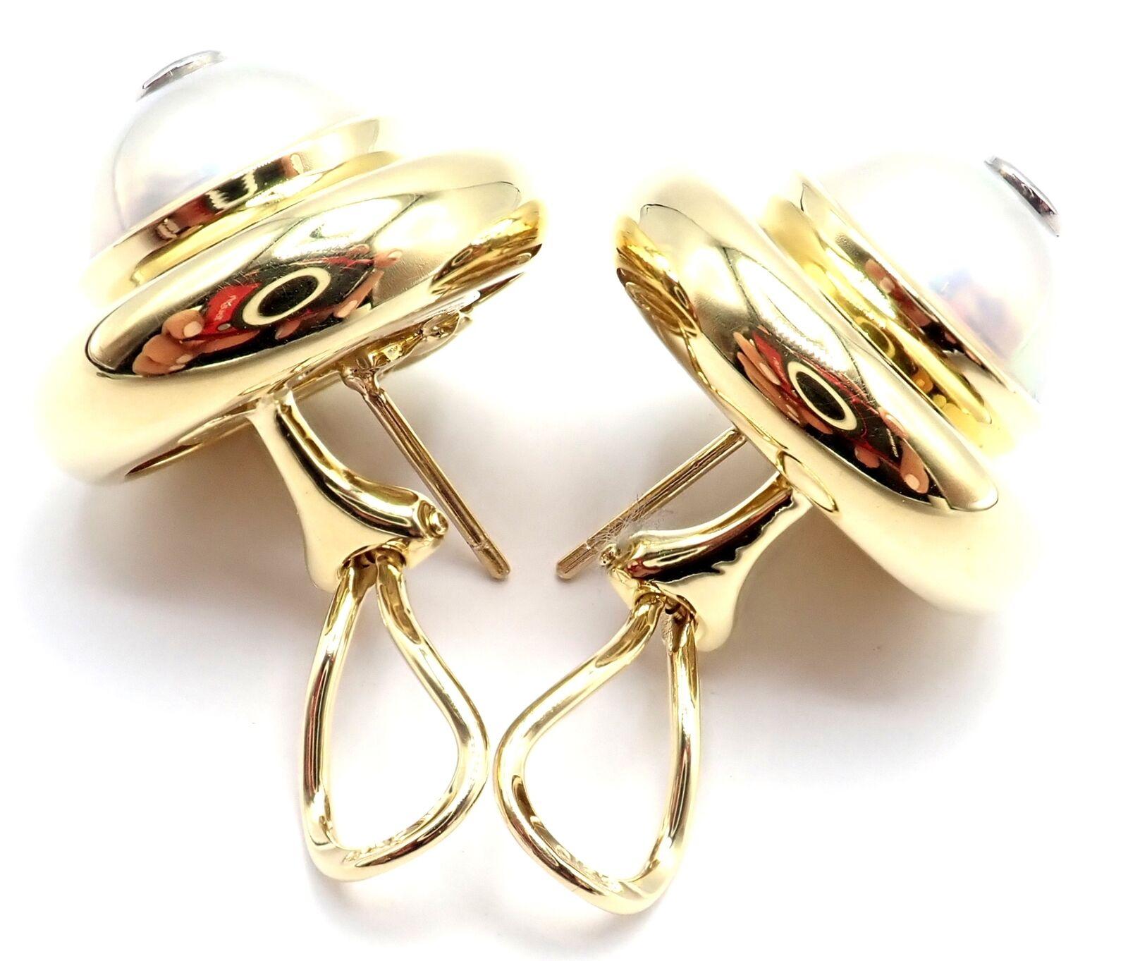TIFFANY & CO Paloma Picasso Diamant-Mabe-Perlen-Ohrringe aus Gelbgold im Angebot 4