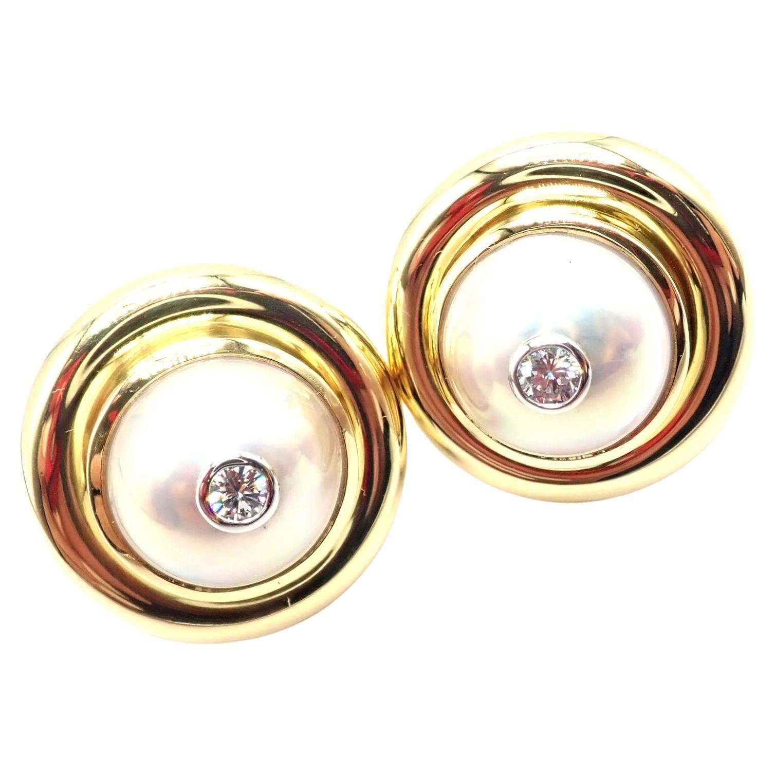 TIFFANY & CO Paloma Picasso Diamant-Mabe-Perlen-Ohrringe aus Gelbgold im Angebot