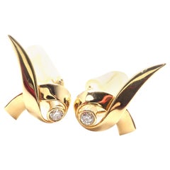 Tiffany & Co. Paloma Picasso Diamond Ribbon Yellow Gold Earrings