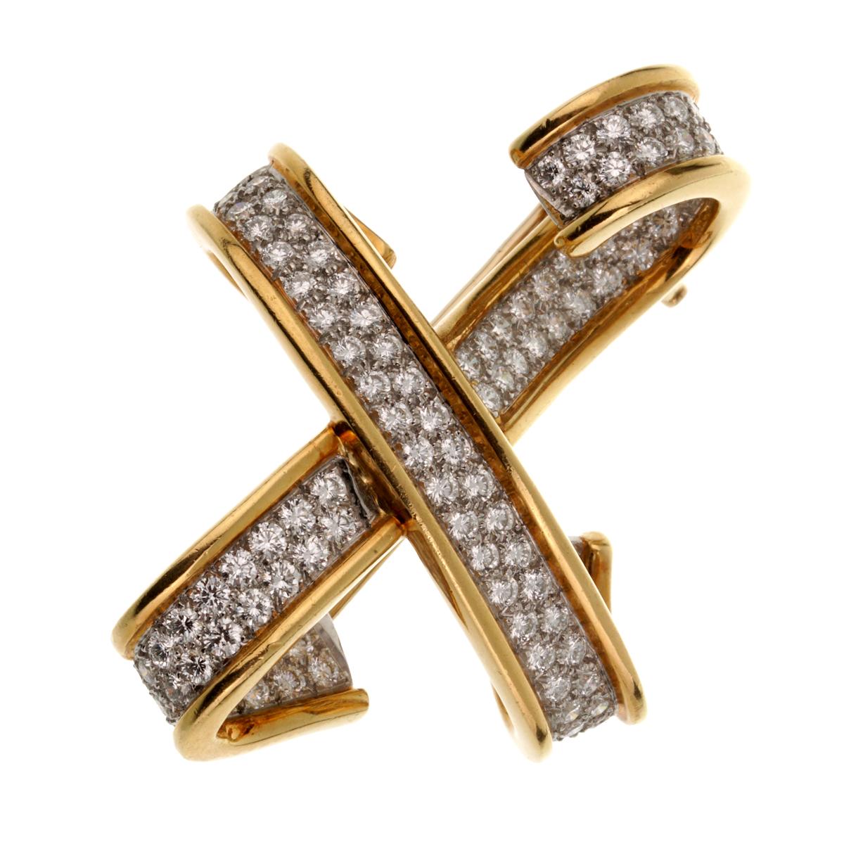 Taille ronde Tiffany & Co. Paloma Picasso Broche X en diamants en vente