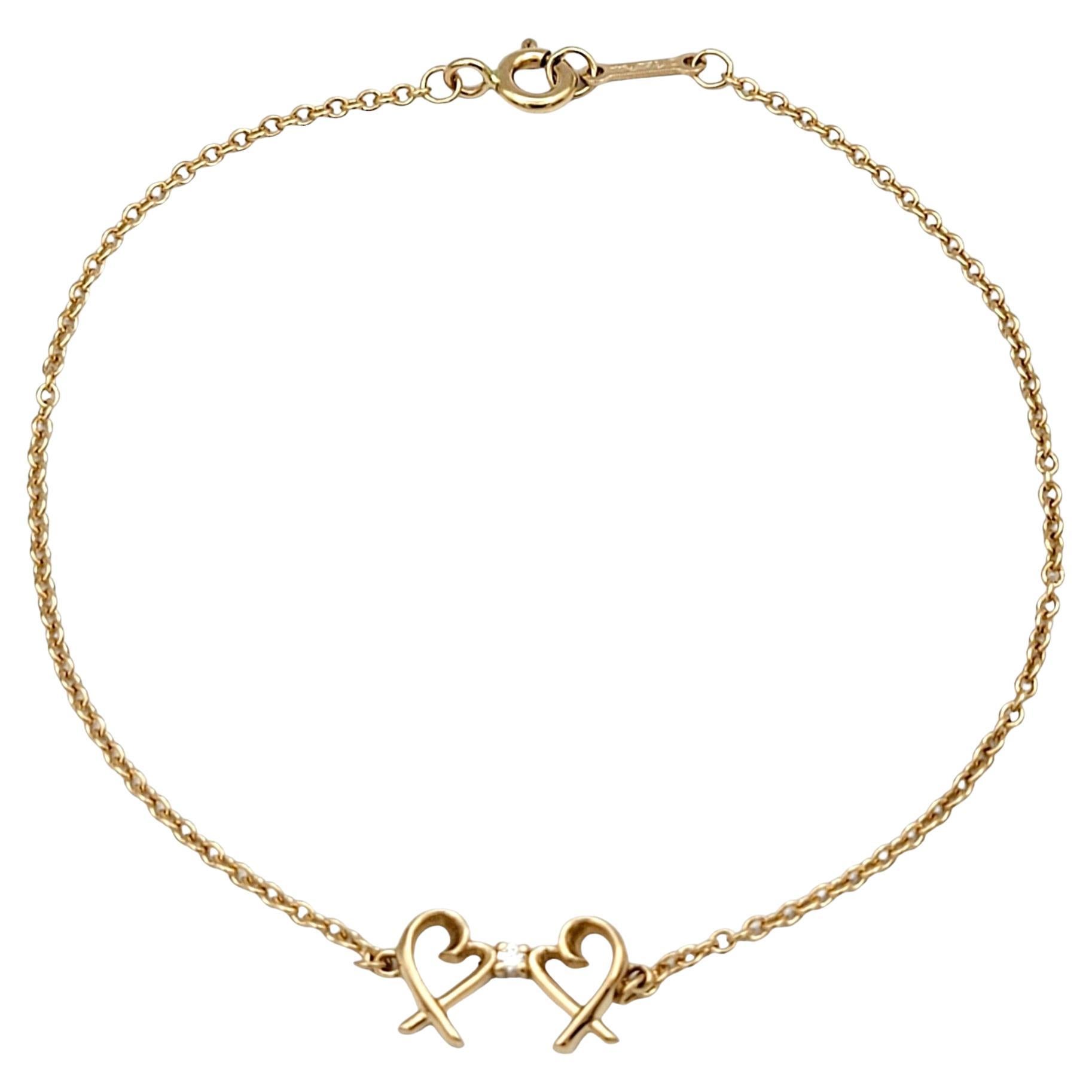 Tiffany & Co. Paloma Picasso Double Heart Diamond Bracelet in 18 Karat Rose Gold