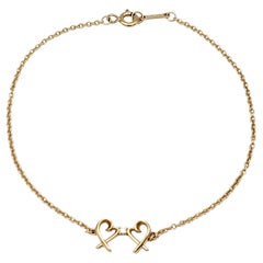 Tiffany & Co. Paloma Picasso: 18 Karat Roségold Diamantarmband mit doppeltem Herz und Diamanten