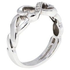 Tiffany & Co. Paloma Picasso Double Loving Heart Diamond 18K White Gold Ring 56