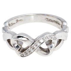 Tiffany & Co. Paloma Picasso Double Loving Heart Diamond 18K White Gold Ring 56