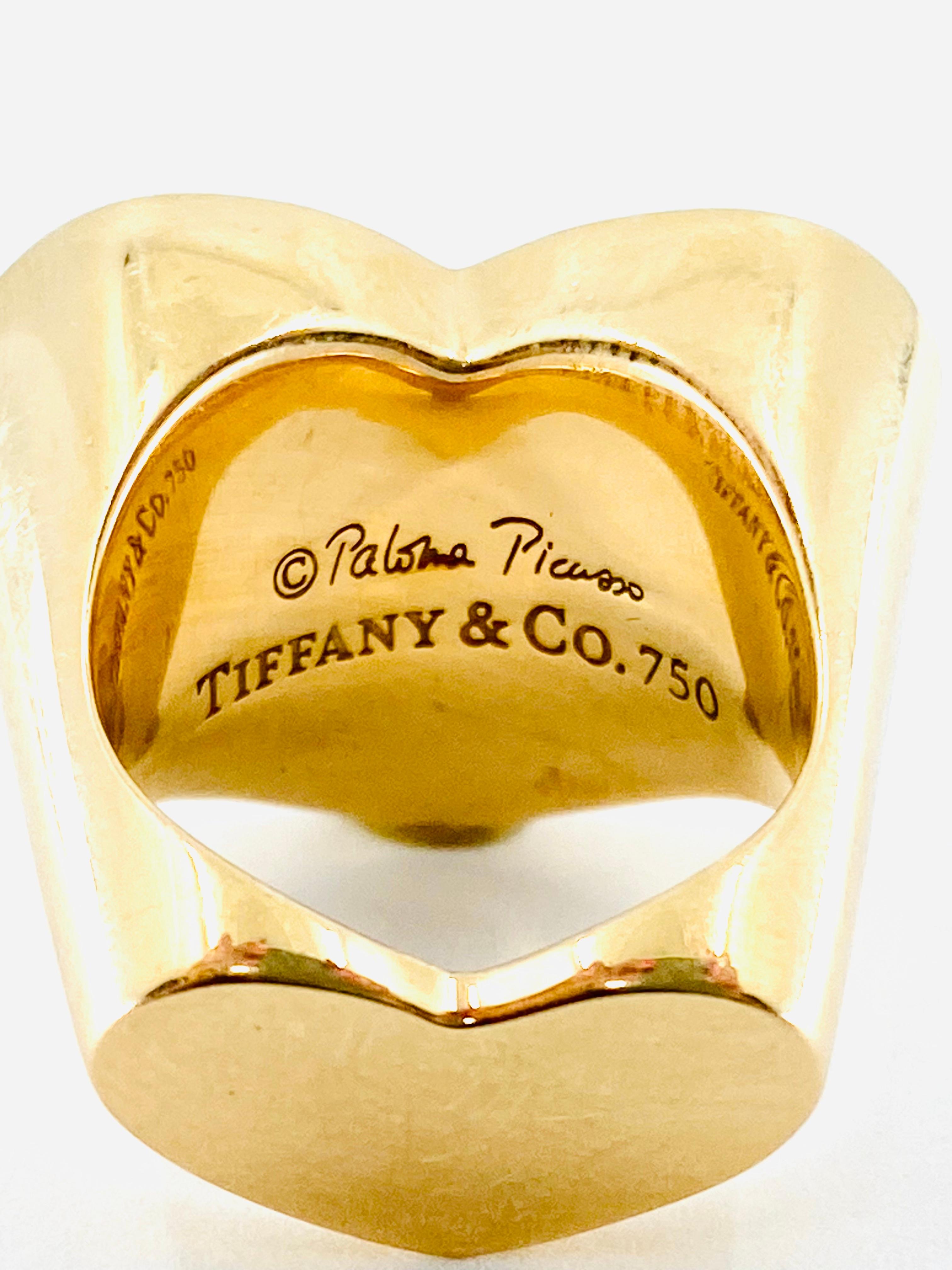Tiffany & Co. Paloma Picasso Double Modern Heart Ring 18k Gold 1